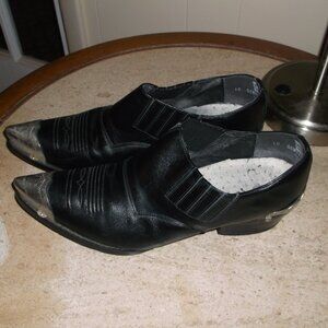👢Size 10, Code West, Cowboy, Western Black Boots w/ Silver Tips